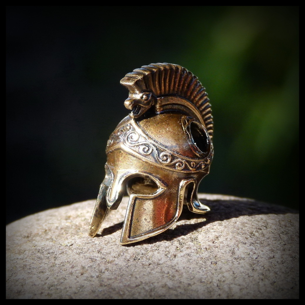 Бусина "Греческий шлем" для темляков или браслетов , латунь