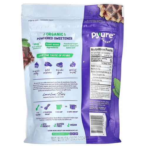 Pyure, Органический порошковый подсластитель, смесь стевии, 340 г (12 унций)