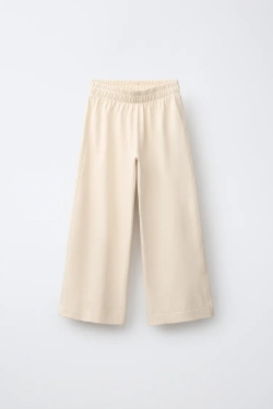 ZARA ПЛОТНЫЕ БРЮКИ WIDE LEG, ЭКРЮ