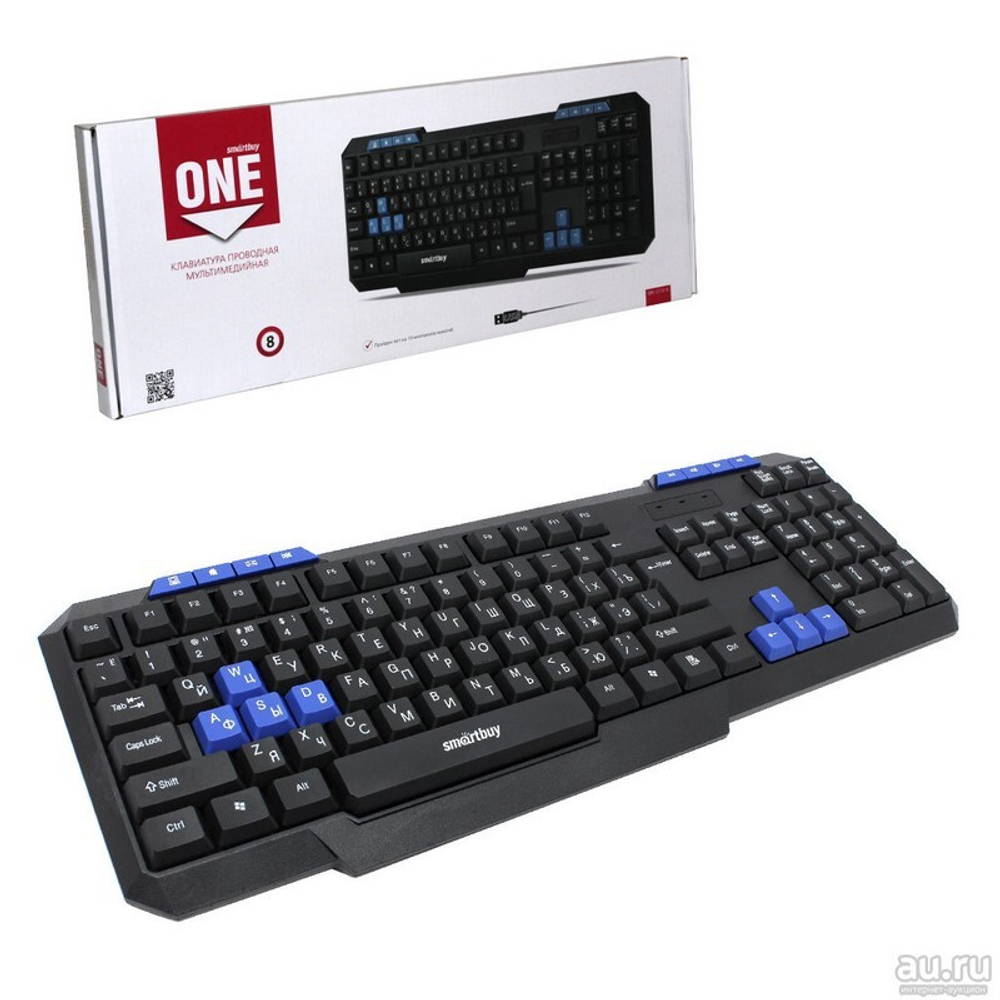 Клавиатура проводная SmartBuy ONE 221 USB (черно-синий) (SBK-221U-K)