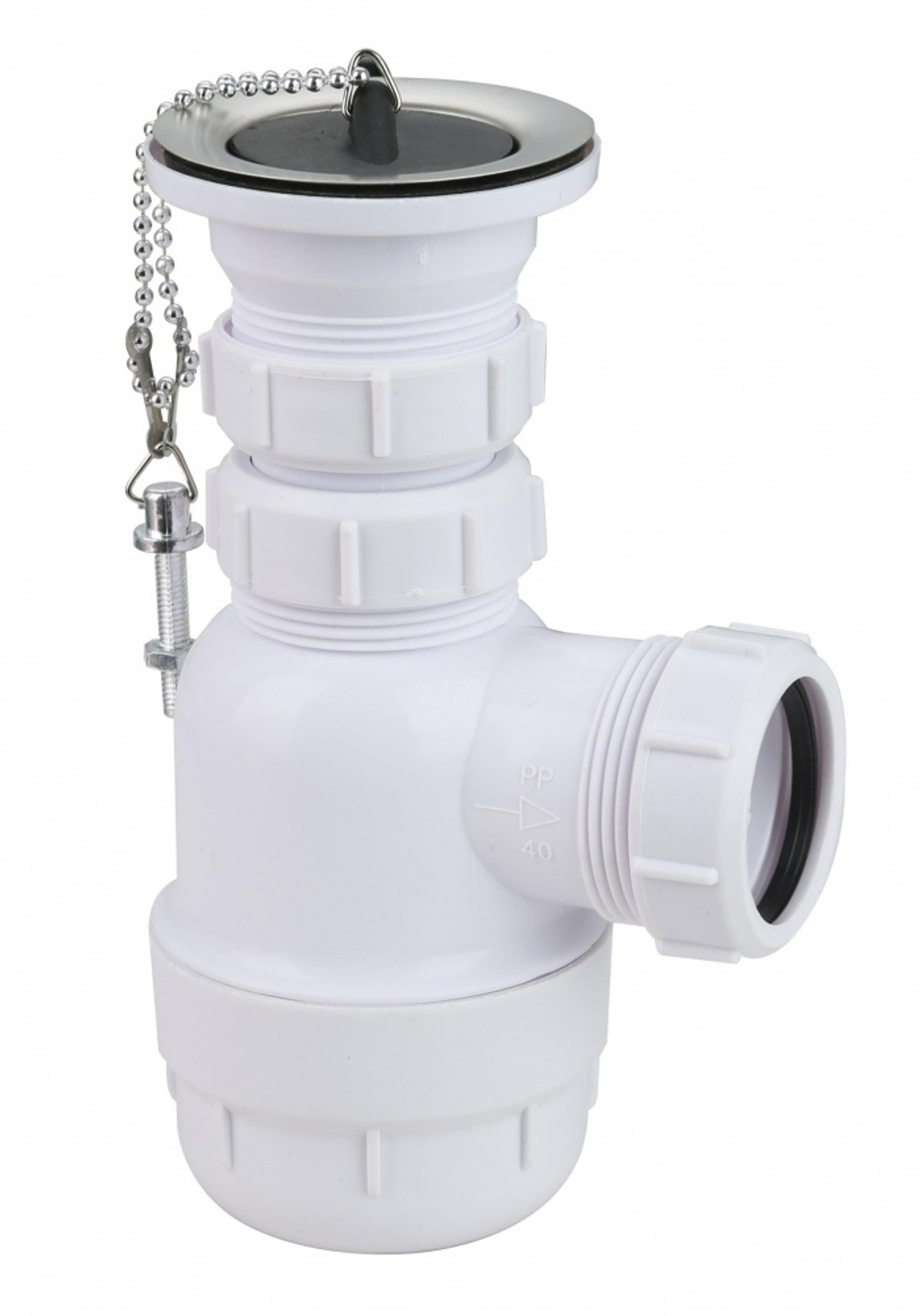 Сифон для раковины, 1"1/2 * 40мм, с решеткой и пробкой VER-PRO  (50/1шт)