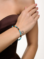 Браслет с турквенитом и тигровым глазом