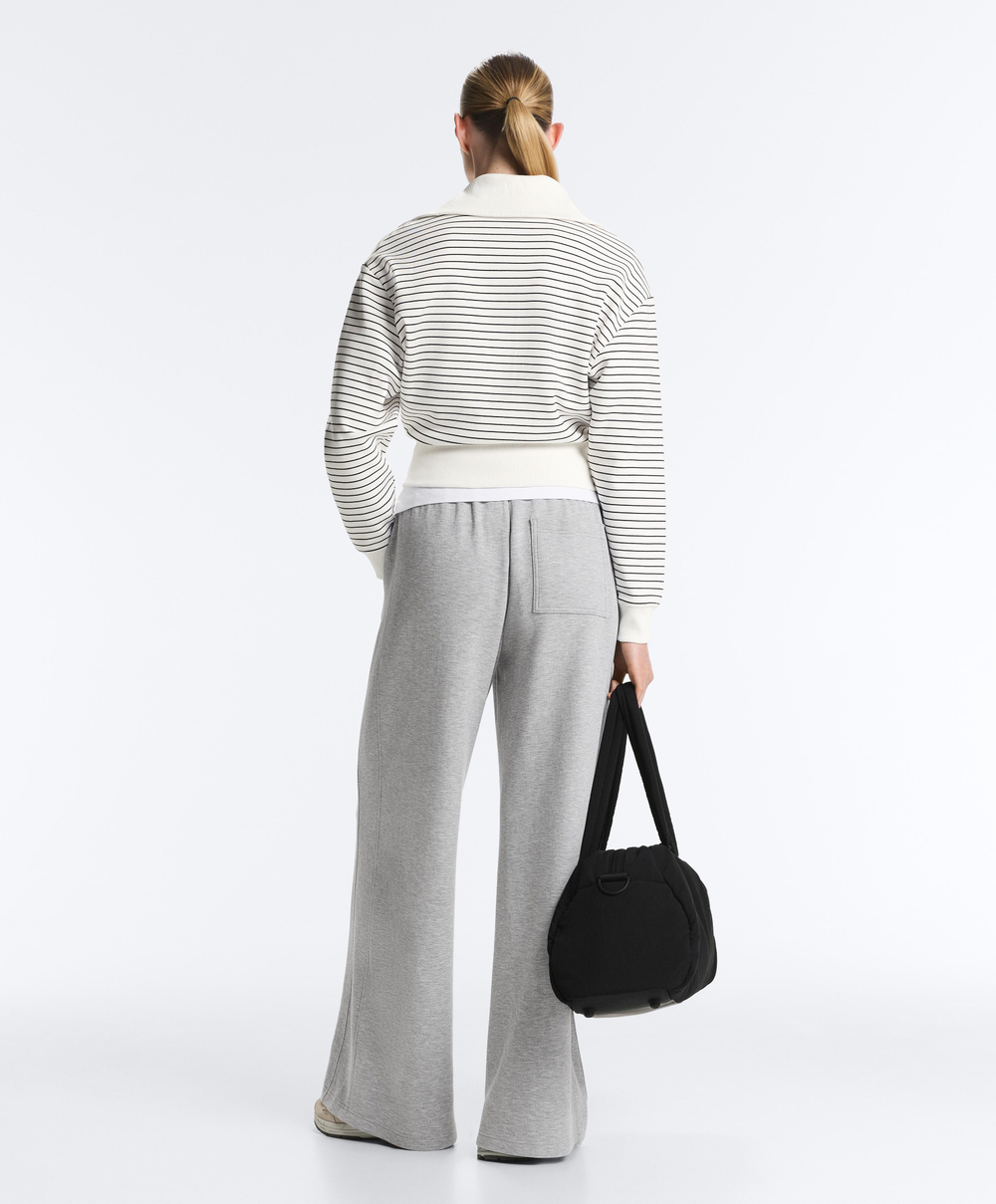 Oysho Куртка в полоску с воротником Rib из хлопка, светлый экрю