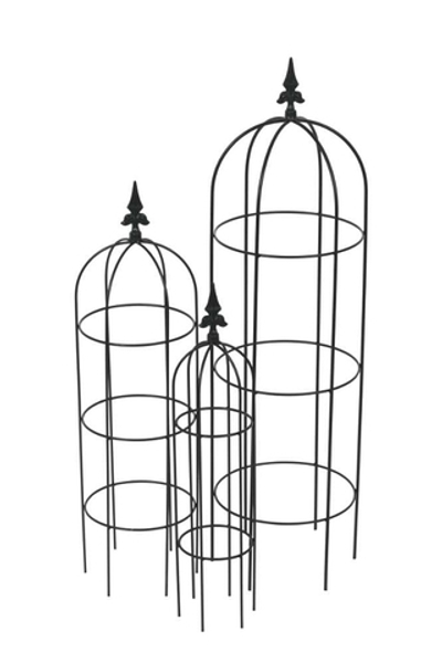 Набор из 3-х садовых опор "Гардения" зеленые 15x55см / 22,5x79см / 29,5x100см