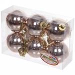 Новогодние шары 4 см (набор 6 шт) «Глянец», шампань