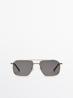 Massimo Dutti Солнцезащитные очки в металлизированной оправе, золотой