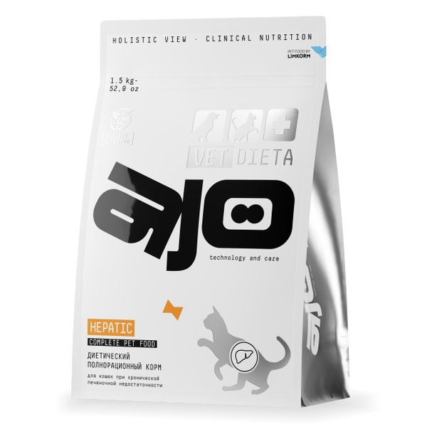 AJO VetDieta Hepatic для кошек при заболеваниях печени 1.5 кг (Гепатик Айо)