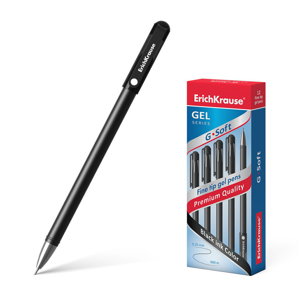 Ручка гелевая EK G-SOFT черная, 0,38мм, покрытие Soft touch