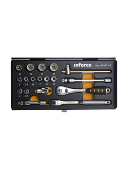 Набор инструментов 18 предметов 1/4 Inforce, Сталь Cr-V, Профессиональный, 06-07-13