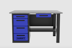 Верстак с ящиком однотумбовый 4 ящика, синий 1400*700 Garopt, GT1400STY1Y4.blue