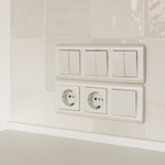 Выключатель двухклавишный проходной (перламутровый рифленый)