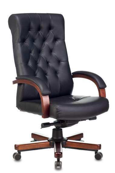 Кресло руководителя Бюрократ T-9928WALNUT черный кожа крестов. металл/дерево