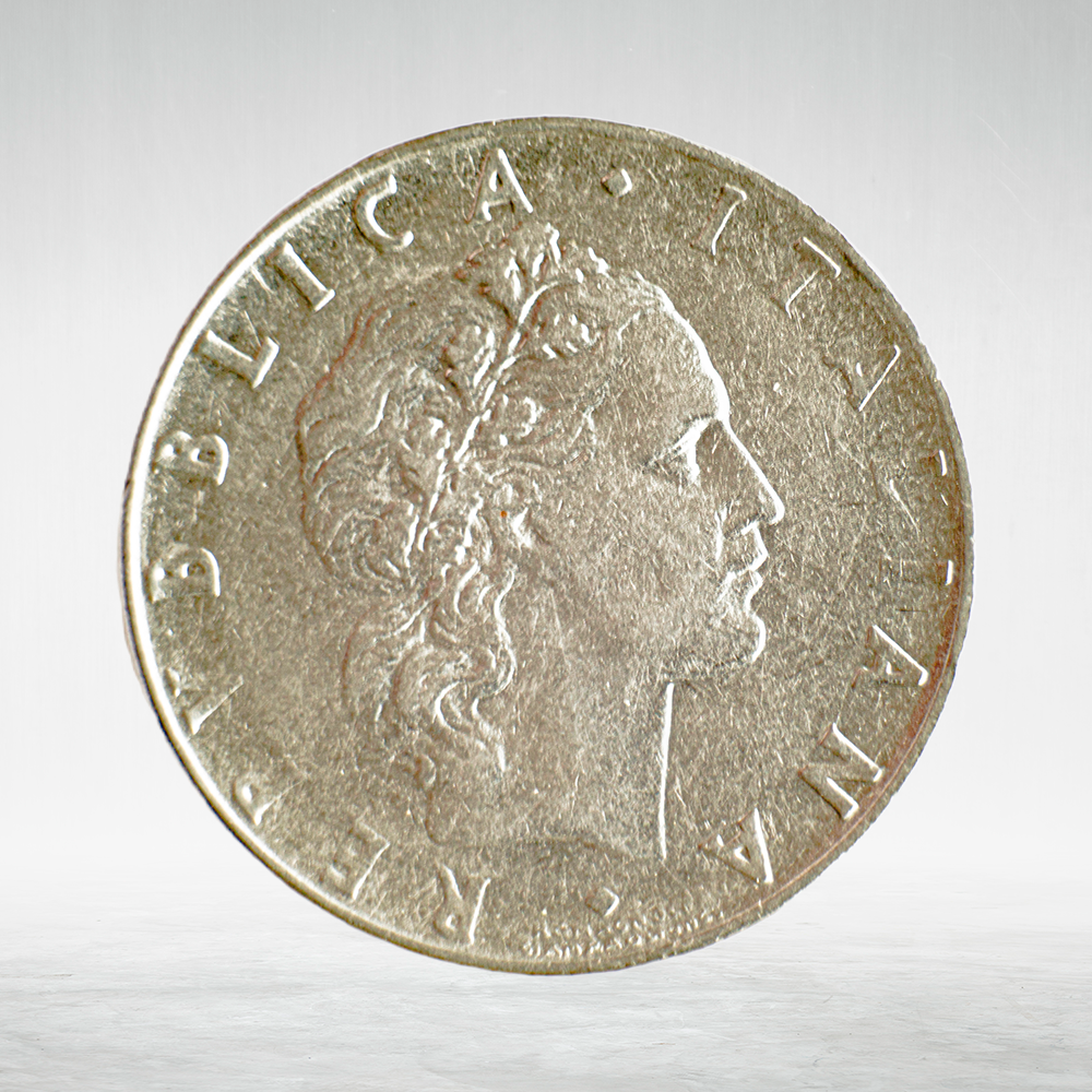 Italy 50 Lire 1964 R "Vulcan at Anvil – Large Type", XF