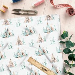 Ткань муслин нежные акварельные вигвамы