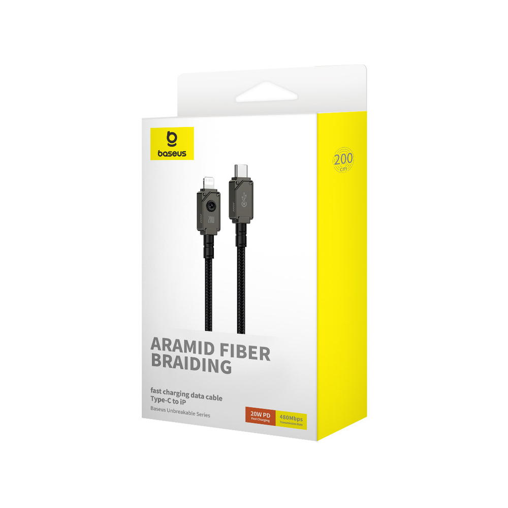 Lightning Кабель Baseus Unbreakable Fast Charging Data Cable Type-C to iP 20W 2m - Cluster Black