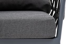 "Диего" кресло плетеное из роупа, каркас алюминий темно-серый (RAL7024) муар, роуп темно-серый круглый, ткань темно-серая 027