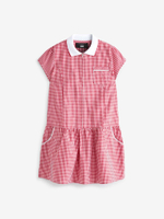 Платье школьное на молнии для девочки Next T40-873, Красный, Белый