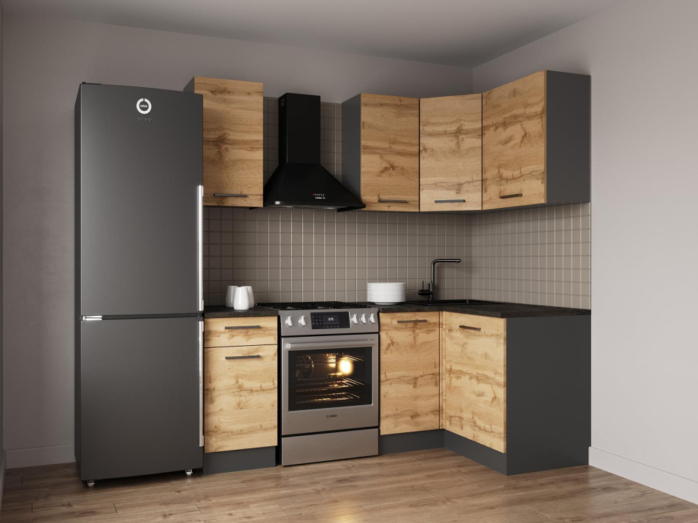 Кухонный гарнитур угловой Крафт 2000х1200 (38мм)