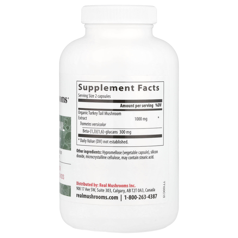 Real Mushrooms, Индейка, экстракт грибов в порошке, 200 капсул