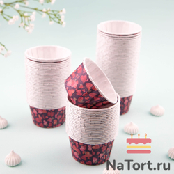 Формы бумажные с ламинацией «Маффин» 50х40 мм (День влюбленных) 100 шт