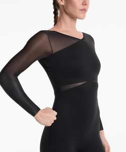 Oysho Длинный комбинезон Perfect-Adapt с сетчатыми вставками, черный