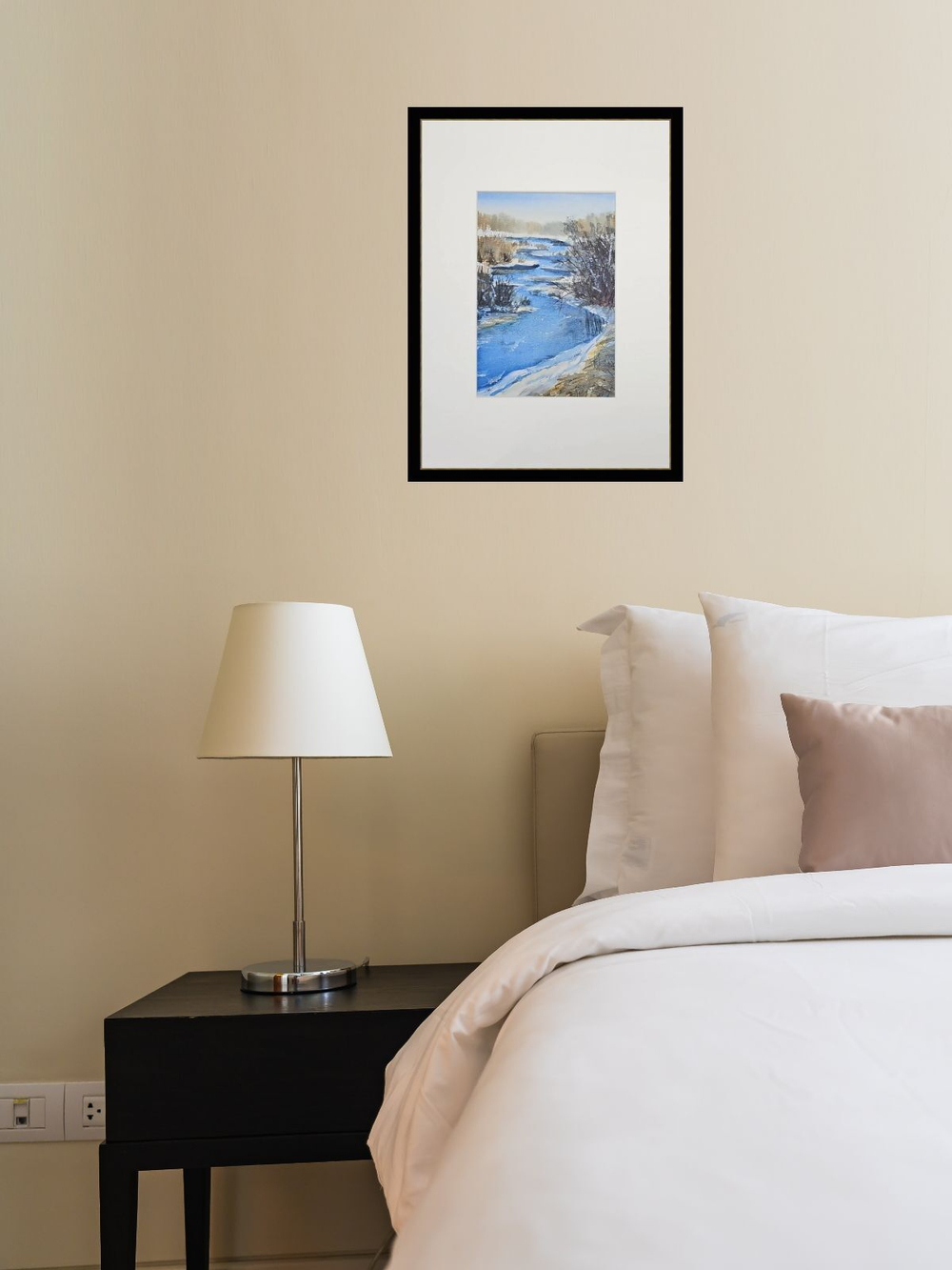 Картина авторская акварельная в паспарту 21х30 см на стену для интерьера "Орша в начале марта"