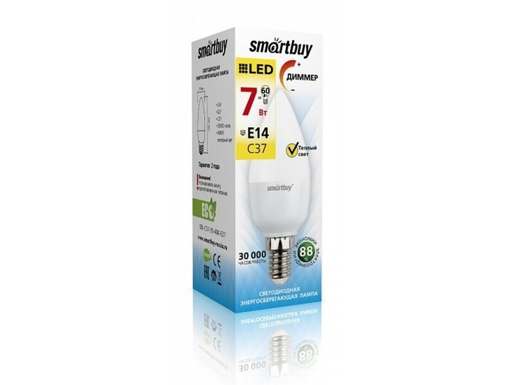 Светодиодная LED лампа Smartbuy-C37-07W/4000/E14