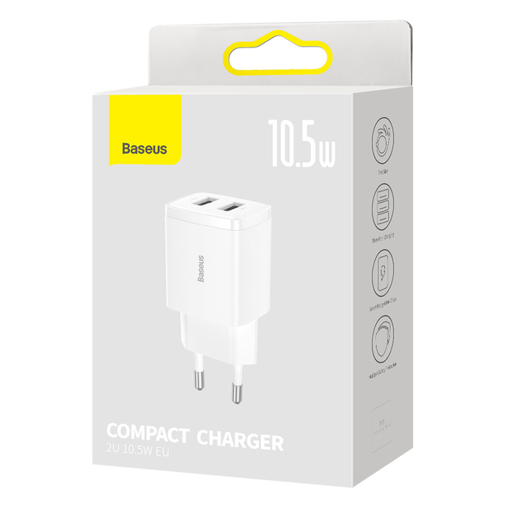 Зарядное устройство Baseus Compact Charger 2U 10.5W - White