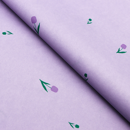 Бумага упаковочная тишью, «Цветы», сиреневый, 50 см × 70 см 17 грамм, 9942635