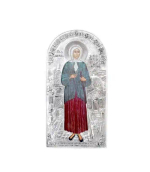 Арочная икона святой Ксении Петербургской в окладе. Дерево. Размер 15,4х7,9