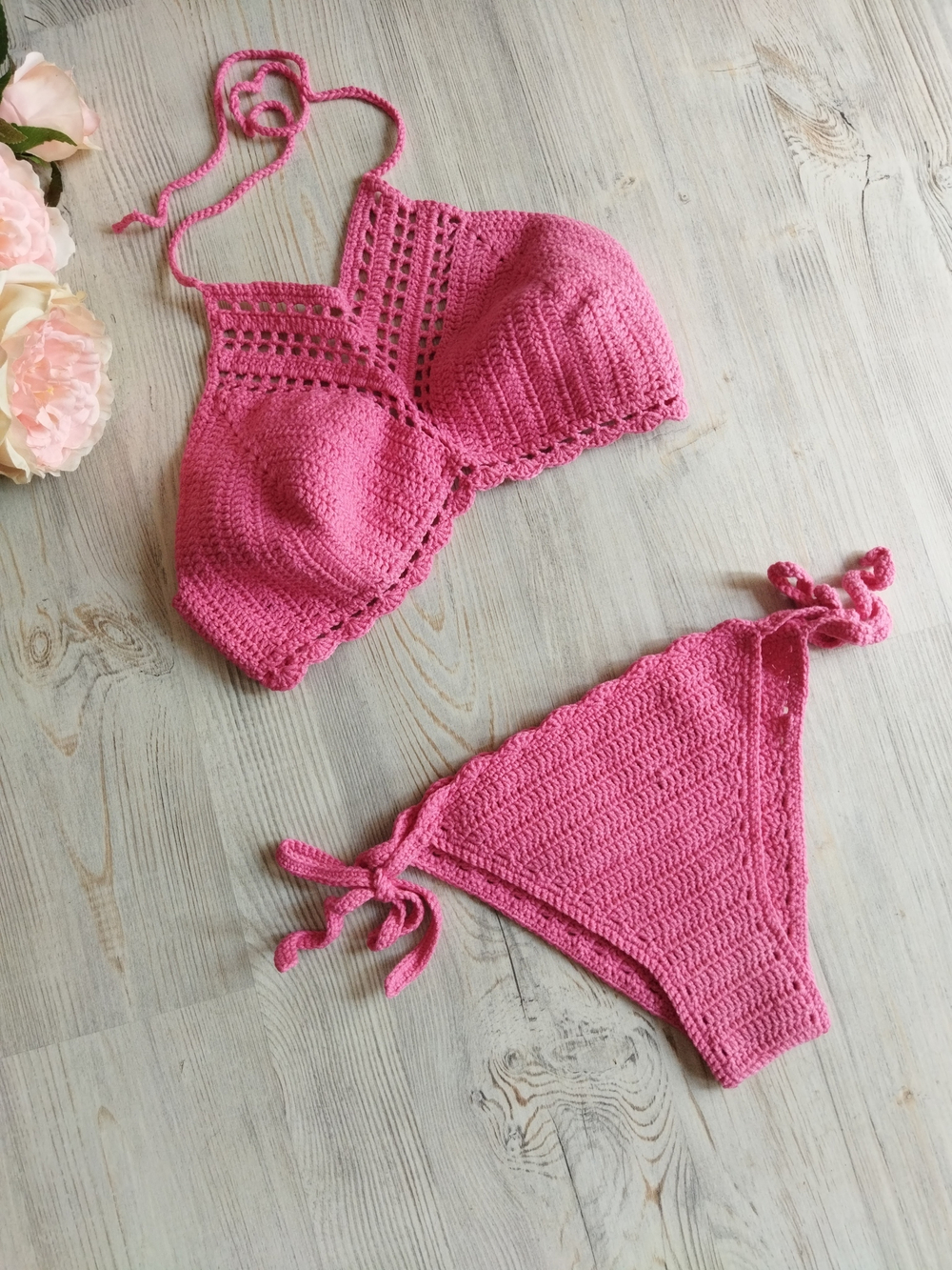 Вязаный купальник (42-46 / розовый / 42-46)