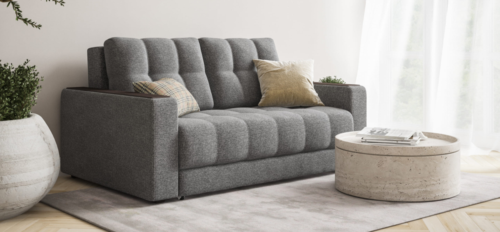 Диван Босс двухместный Рогожка Мальмо серый