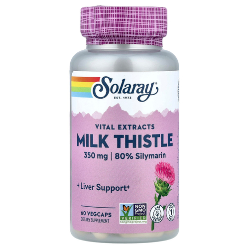 Solaray, Vital Extracts, расторопша, 60 растительных капсул