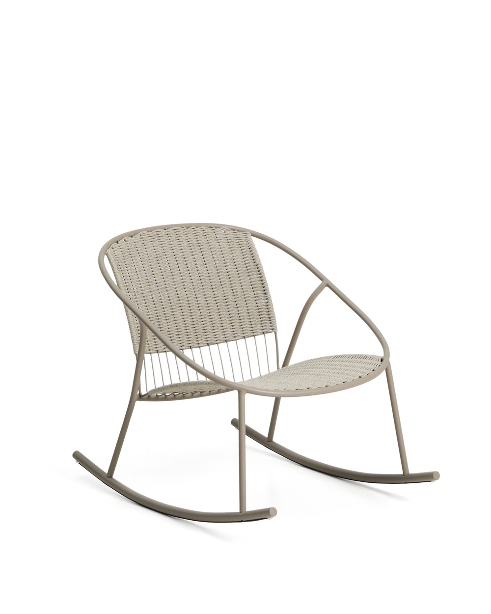 Кресло-качалка уличное Atrani из стали и веревки бежевого цвета