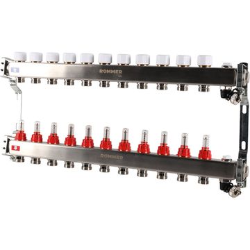 Коллектор Rommer 1"x3/4" на 11 контуров с расходомерами и запорными клапанами RMS-1201-000011