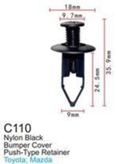 Клипса для крепления внутренней обшивки а/м Мазда пластиковая (100шт/уп.) Forsage клипса C0110(Mazda)