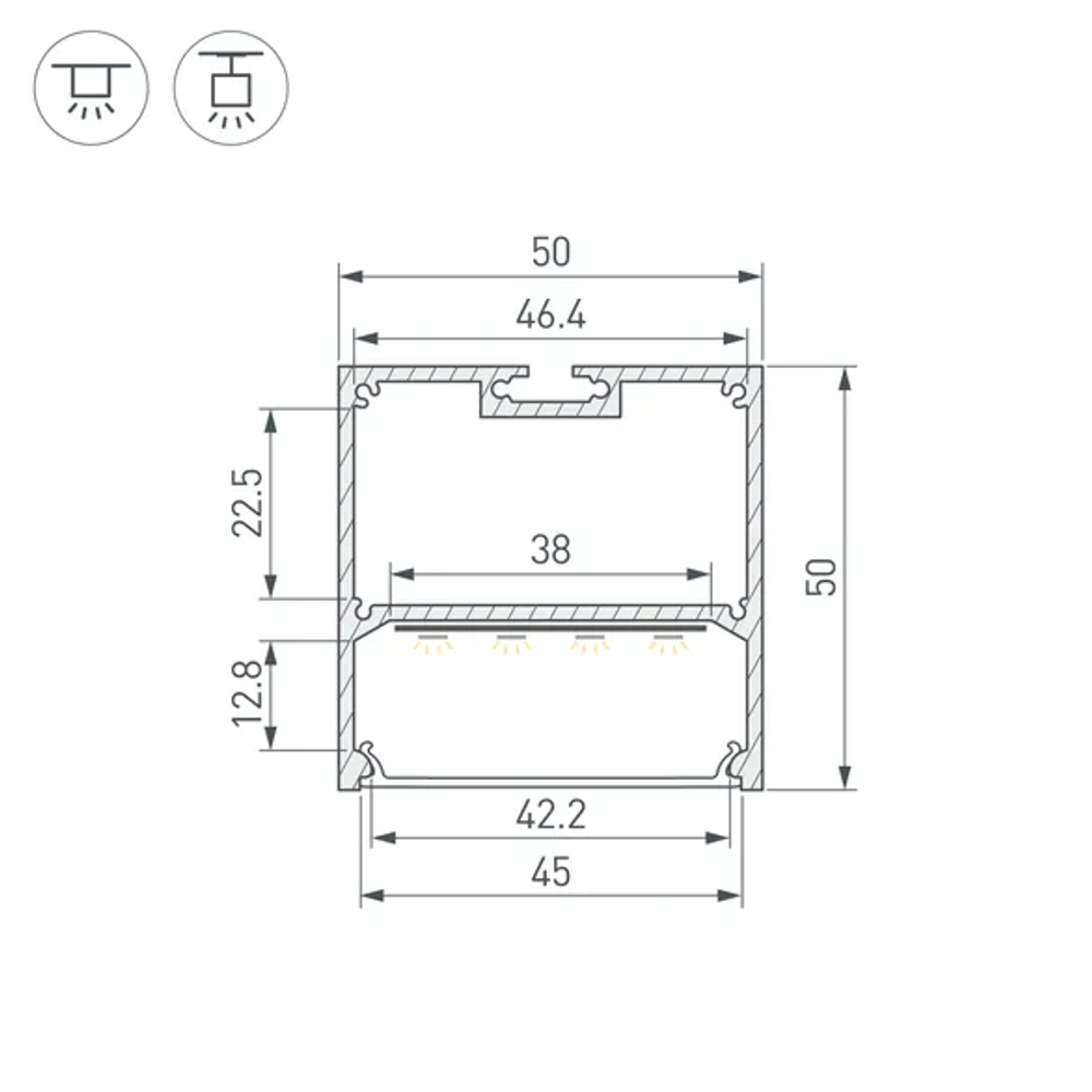 Профиль SL-LINE-5050-2000 ANOD (BY) (Arlight, Алюминий) 059807