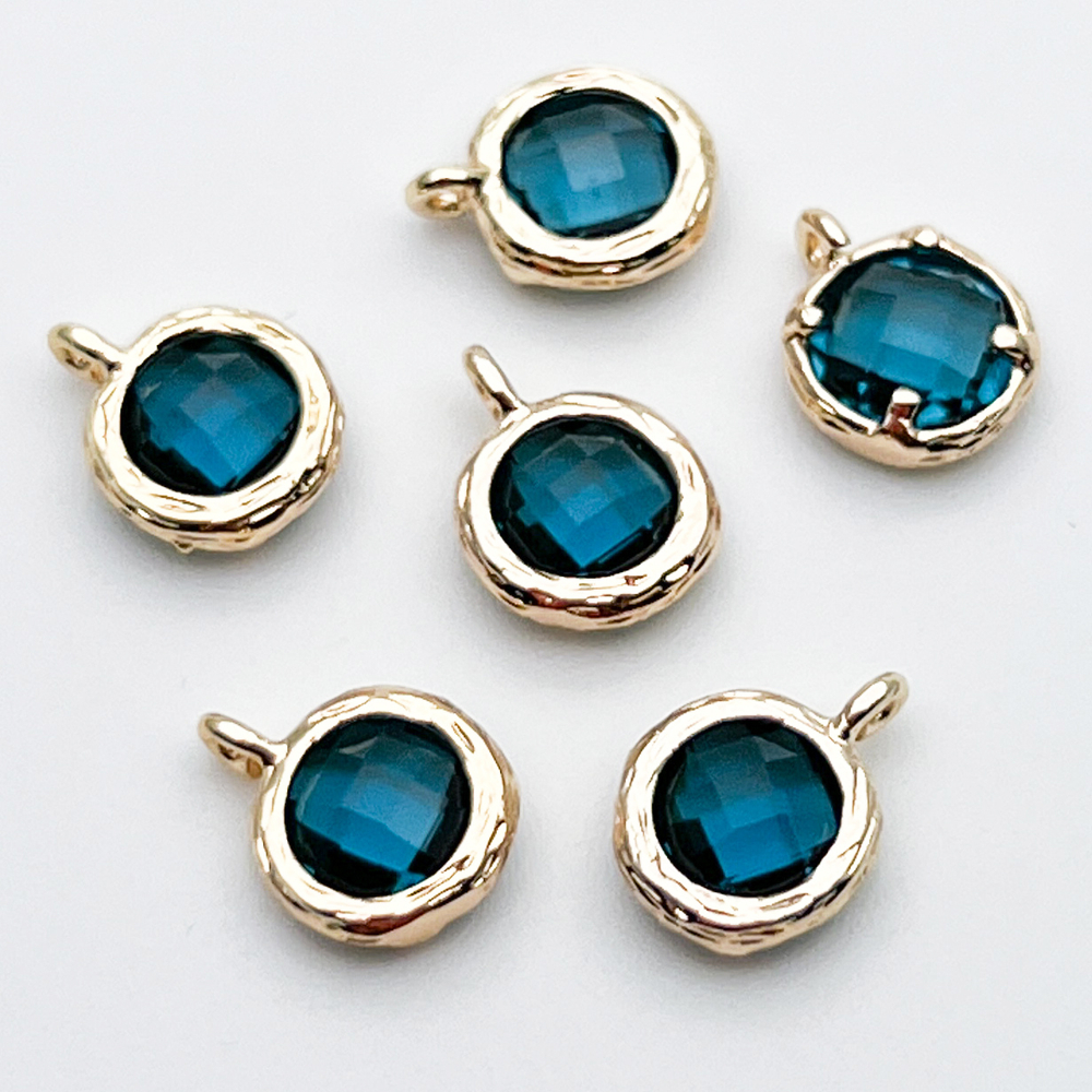 Подвеска Круг, цвет золото+синий, размер 9*7,5 мм, цена за 1 шт