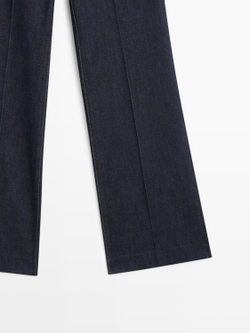 Massimo Dutti Расклешенные джинсы с высокой талией, темно-синий