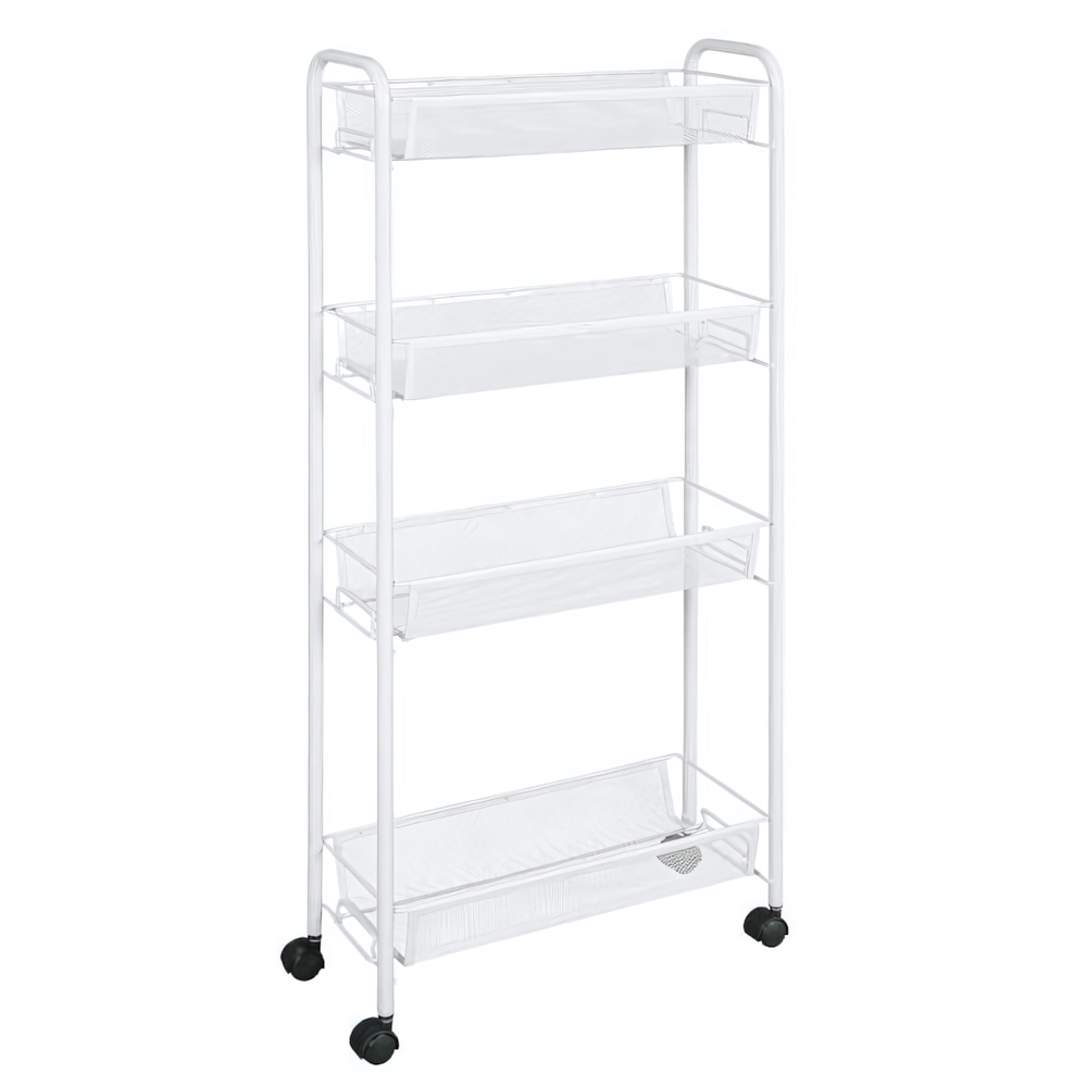 Этажерка "Ладья 14 К" 4 полки на колесиках белый