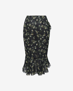 Юбка миди из принтованного шифона с воланом