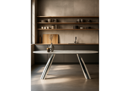 Керамический стол Woodville Танго 200х200х90 белый мрамор carla larkin, хром, ножки хром