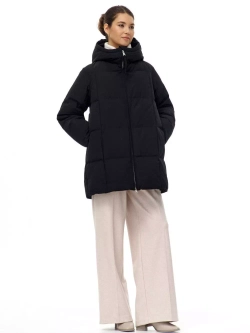 Пуховик с капюшоном зимний, черный, SilverFox