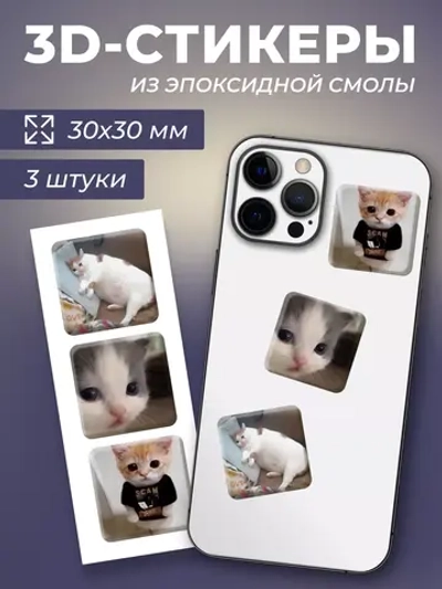 3д стикеры на телефон и чехол мемные котики