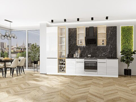 Прямая модульная кухня Фьюжн-08 Angel - Белый 2340*3400*600