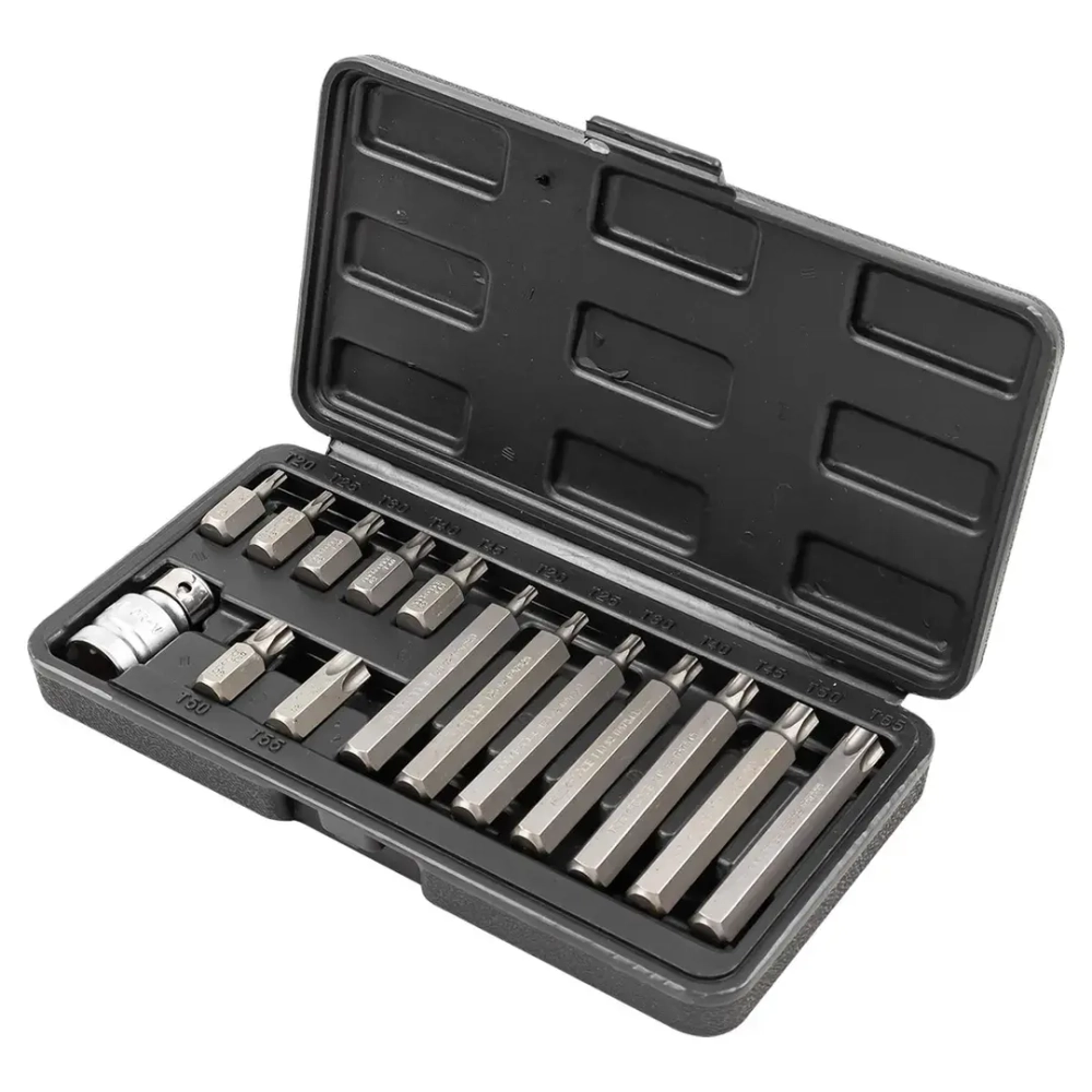 Набор бит TORX с битодержателем,15пр. 1/2''(L: 30/75мм, Т20,Т25,Т30,Т40,Т45,Т50,Т55) RockForce##Rock FORCE RF-4156(C)