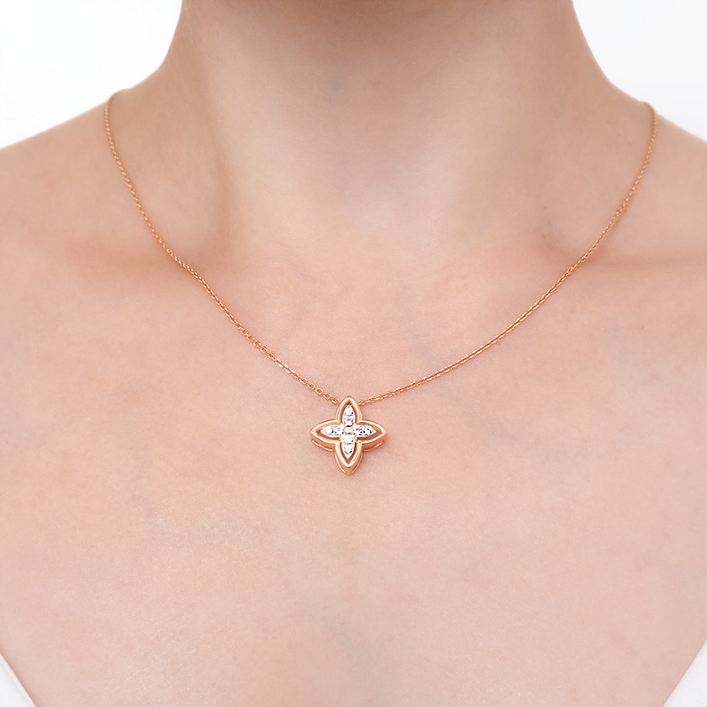 Подвеска-бегунок из красного золота с фианитами