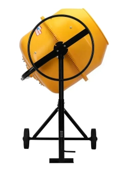 Бетономешалка строительная DENZEL B-200, 200 л объем бака и 1000 Вт мощность, чугунный венец и разъемный узел оси барабана, термозащита, кнопка аварийного выключения, бетоносмеситель 95424