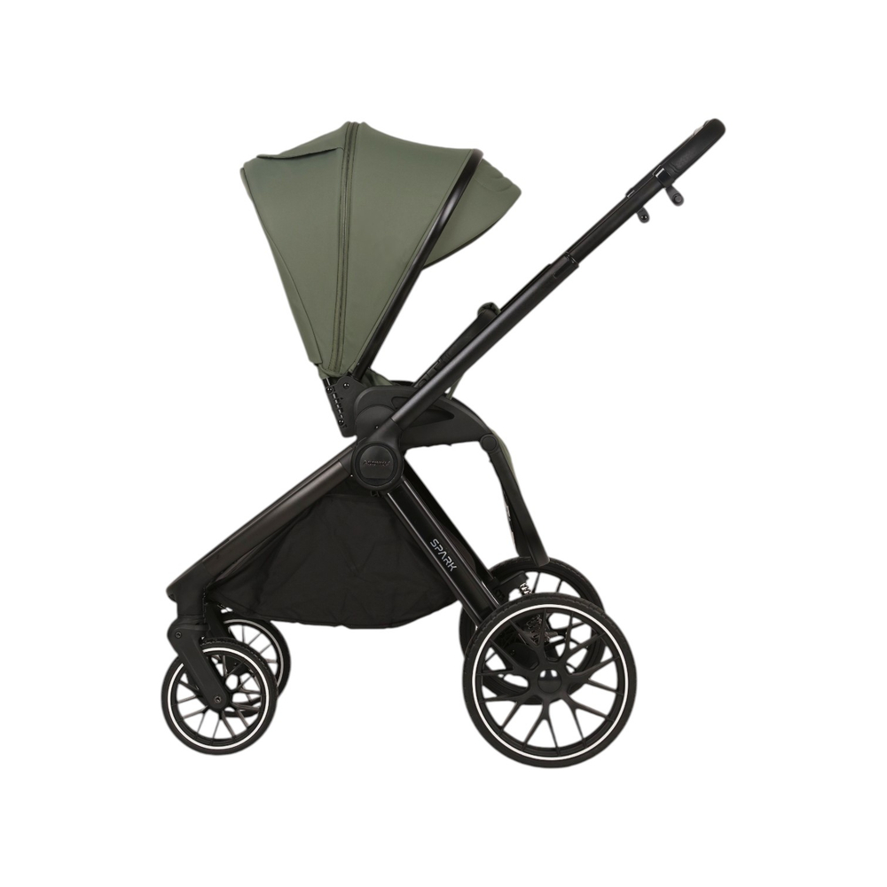 Детская универсальная коляска Adamex Spark 2в1 - Salvia Velvet (Зеленая ткань, черная рама)