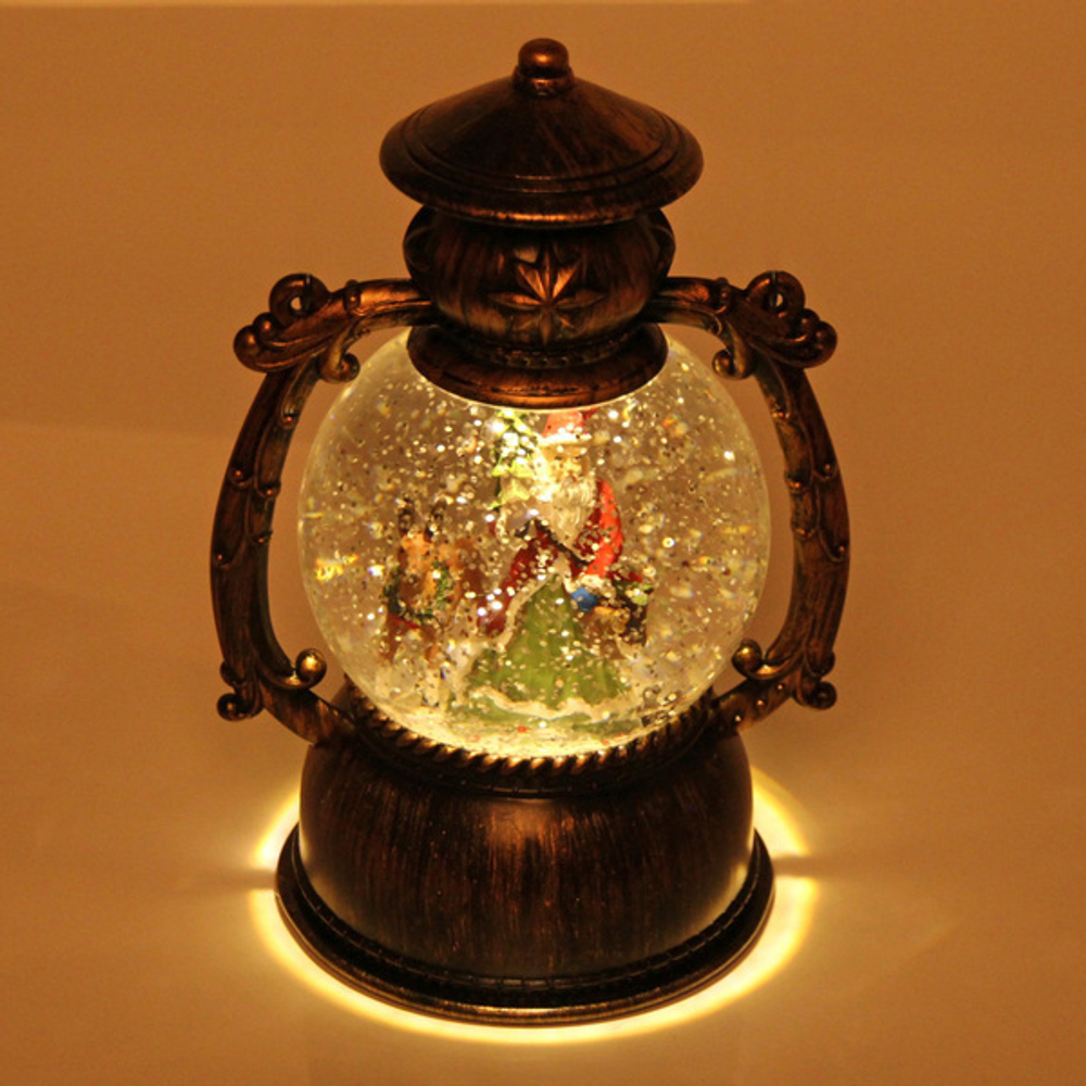 Сувенир с подсветкой Christmas «Лампа Дед Мороз с оленем» 20 см (без музыки)
